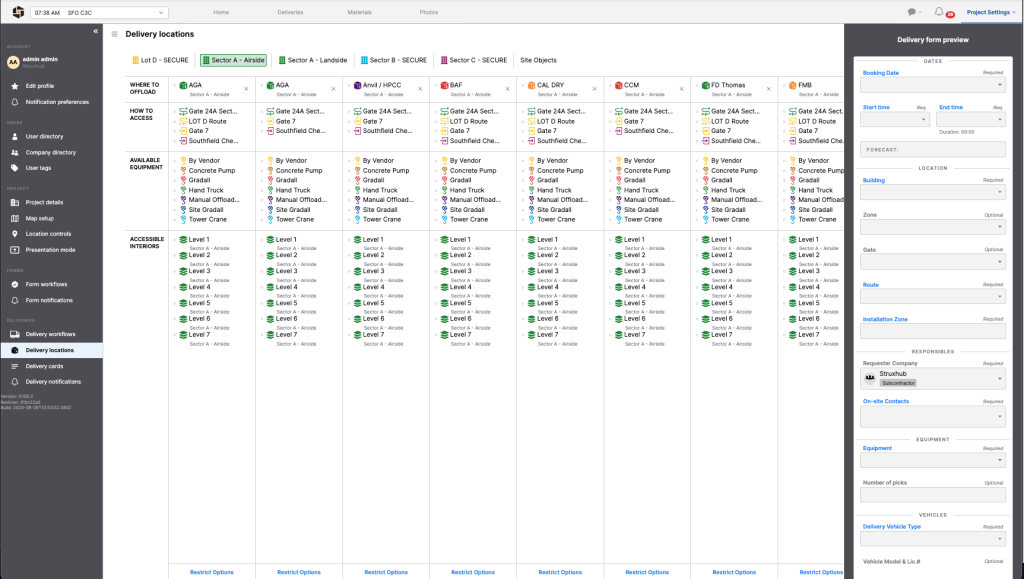 StruxHub Deliveries Software Screenshot